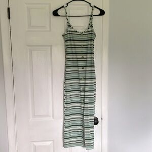 No Boundaries Green and White Striped Dress S